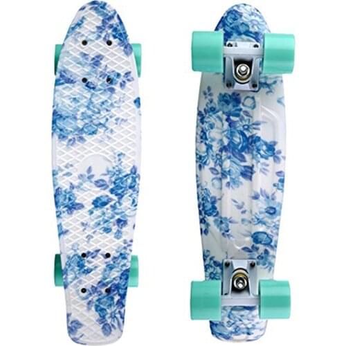 22" X 6" Skateboards Retro Standard Skate Board Mini Cruiser Longboard Floral Graphic for Girls Ready to Ride