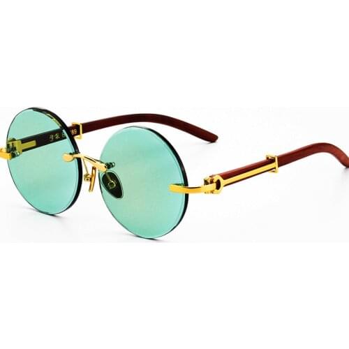 Stone Sunglasses Man Green Crystal Sun Glasses Woman Rimless Round Glass Eyeglasses Vintage Luxury High Quality Anti Scratch