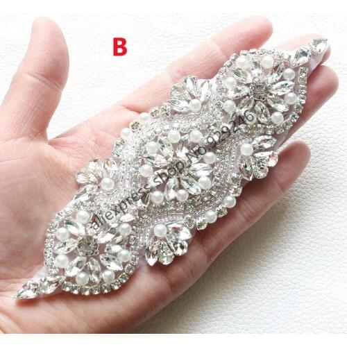 Rhinestone Applique Ornaments Trimming for bridals crystal Rhinestone Trims for Wedding Dresses decoration hand-made crystals
