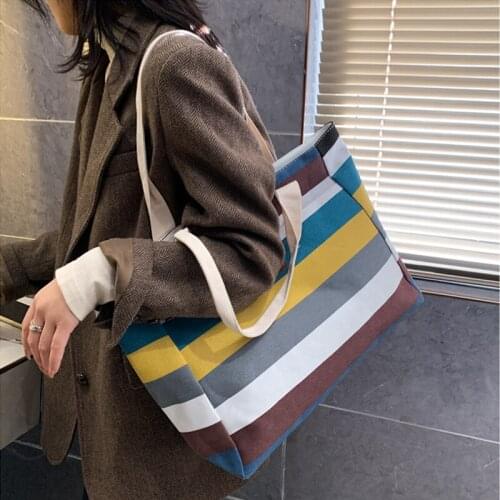 Aliwood Simple Women Large Capacity Canvas Tote Bag Shopping Bags Handbag Casual Lady Shoulder Bag Panelled Handle Bag Designer