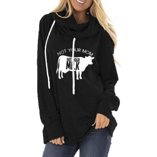 Long Sleeve Cow Print Hoodies Streetwear Women Fall 2020 Women Black Blue Korean Sweatshirt Plus Size Oversized Pullover Hoodie
