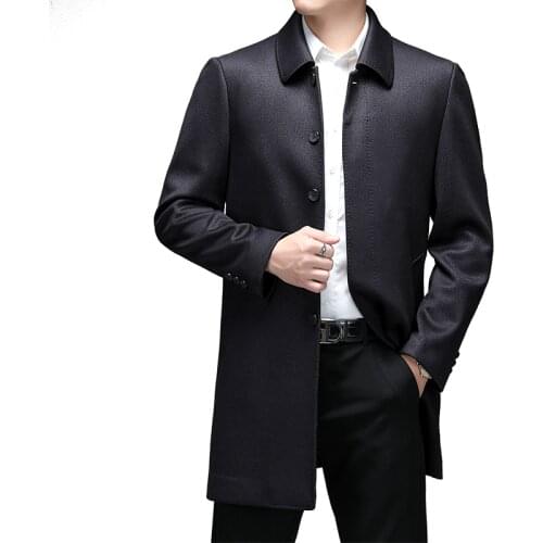 Mens Windbreaker Jacket Vintage Spring Autumn Smart Business Coat Male Retro Classic Coat Men