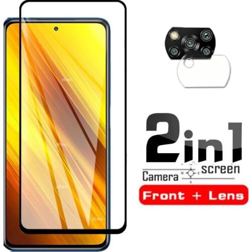 Potective glass ON For xiaomi poco x3 2-in-1 camera lens ppoco x3 x 3 NFC pocox3 6.67" global version tremp safety phone film