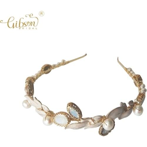 Greek Rural Style Hair Bands Women Headdress Opal Stone Crown Wedding Photography Hair Accessories Bridal Tiaras