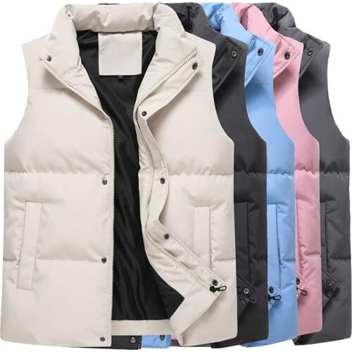 Oversize Vest Cotton-padded Jacket Men Warm Autumn Winter Pocket Solid Color Zipper Wide-Waist Casual Fashion Coats Male Wild