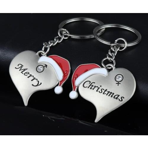1 Pair Of Creative New Small Gift Pendant Christmas Hat Couple Keychain