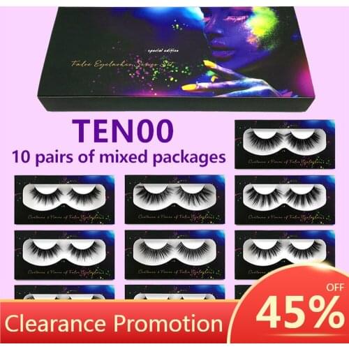 10 Pairs/set Natural Thick 3D False Eyelashes Mixed 10 Models Fashion False Eyelash Lashes Extension Supplies Big Eye Tools