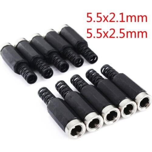 10pcs Female DC Power Jack Plugs Socket Adapter Connector 2.1x5.5mm 2.5x5.5mm dc connectors