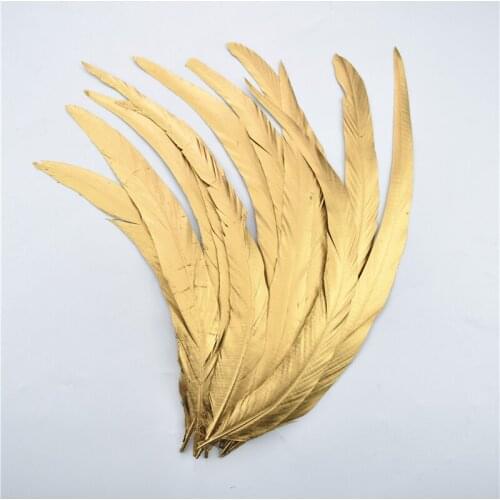 100Pcs Dipped Dye Gold Silver Rooster Tail Feather Natural Rooster Feathers for Crafts Plumas Carnaval Feather Decoration Plume