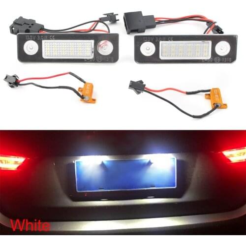 2pcs White LED Car Rear License Plate Light Lamp w/ Wiring for Skoda Octavia 1Z 2004-2013 & Roomster 2006-2013