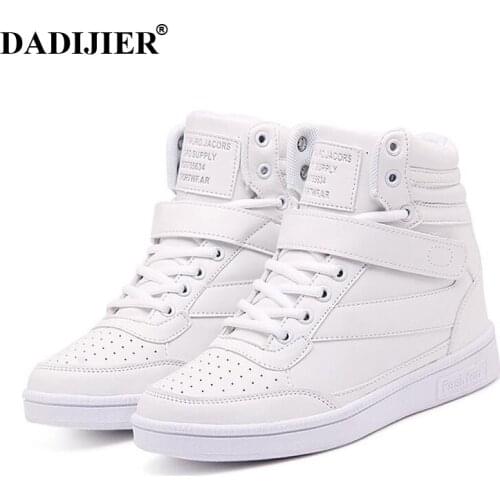 2019 Women Casual Shoes Platform Hidden Increasing autumn winter Sneakers PU Leather Shoes Woman High Top White Shoes ST213