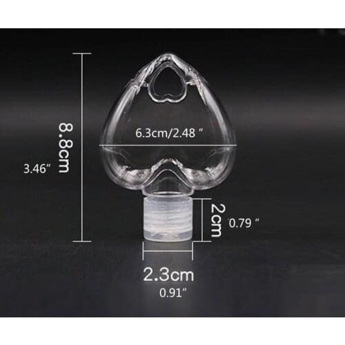 5Pcs 50ml Reusable Portable Heart Alcohol Spray Bottle Hand Sanitizer Travel Small Size Holder Hook Keychain Carrier
