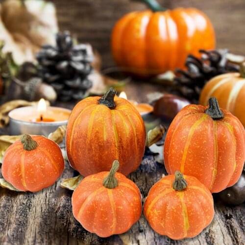 7pcs Artificial Pumpkin Mold White Yellow Halloween Thanksgiving Autumn Harvest Pumpkin DIY Craft Harvest Decoration