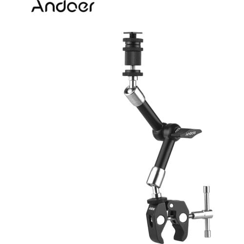 Andoer 7" 11" Stainless Steel Articulating Friction Arm with Pliers Clip for DSLR Camera Rig Monitor LED Light Flash Microphone