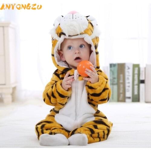 Anyongzu Baby Conjoined Pajamas 2018 Tiger Modeling Autumn Winter Flannel Warm Long Sleeve Europe And America gift Christmas
