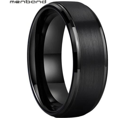 Black Tungsten Engagement Ring Couple Ring For Men And Women With Step Bevel Edges 6MM 8MM Comfort Fit