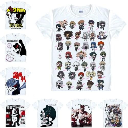 Coolprint Japanese Anime Shirt Danganronpa 2 T-Shirts Multi-style Short Sleeve Monokuma Makoto Naegi Cosplay Costume Kawaii Gift
