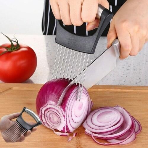 Onion Cutter Holder Vegetable Slicer Cutting Tools Stainless Steel Meat Fork Potato Tomato Cut Holder Kitchen Tools Gadgets #40