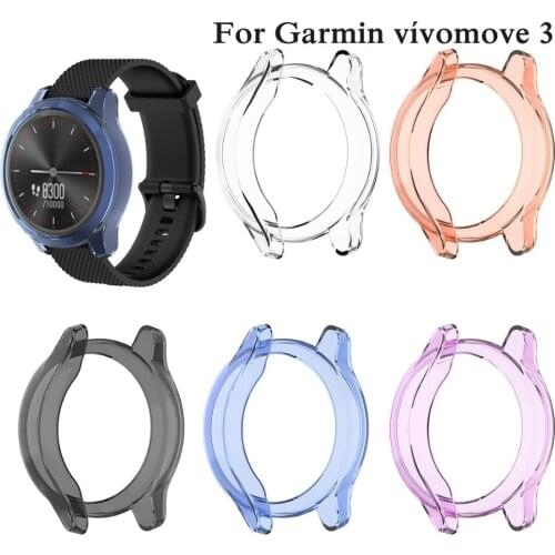 For Garmin vivomove 3 TPU Silicone Watch Case Cover fashion Bracelet Protectives Frames Shell Replacement Shockproof Clear Cases