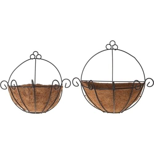Flowerpot Iron Coconut DIY Garden Hanging Planters Wall Baskets Pot Half Round