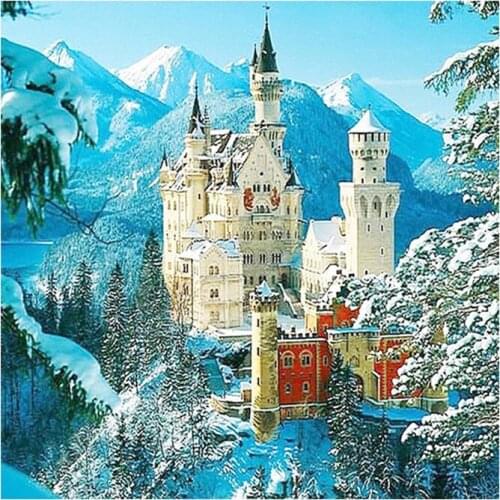 5D DIY diamond embroidery Christmas Snow Castle diamond painting Cross Stitch full drill Rhinestone mosaic home decor
