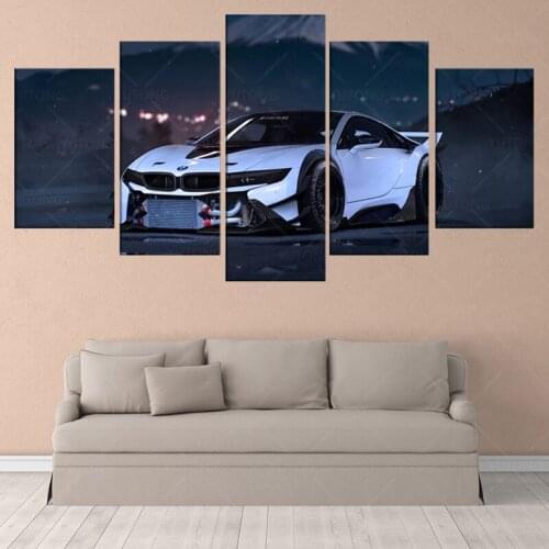 HD printing modern 5 panel BMW I8 1 car picture painting living room wall artist residence decorative canvas modular poster