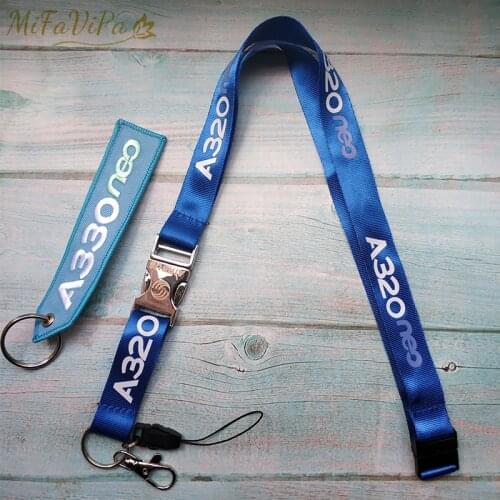 MiFaViPa A320 NEO Lanyard AIRBUS Keychain Lanyards Neck Strap Chaveiro Key Chain Light Blue A330 Neo llavero for ID Card Holder