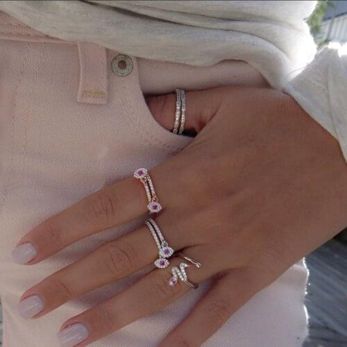 Fashion Rose Gold color Rings For Women cz evil eye charm Rings Engagement Jewelry Finger Rings For Female ladys gifts