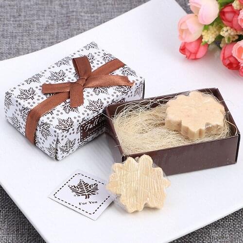 Maple Leaves Shaped Small Boxed Soap Handmade Home Baby Birth Shower Bath Soap Unique Souvenirs Scented Wedding Gift Party Favor
