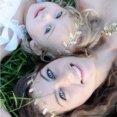 2pcs Kids Baby Girl Parent-child Adult Sequin Leaves Supreme Headband Kids Hair Band Bebe Girls Headbands Headwear Accessories