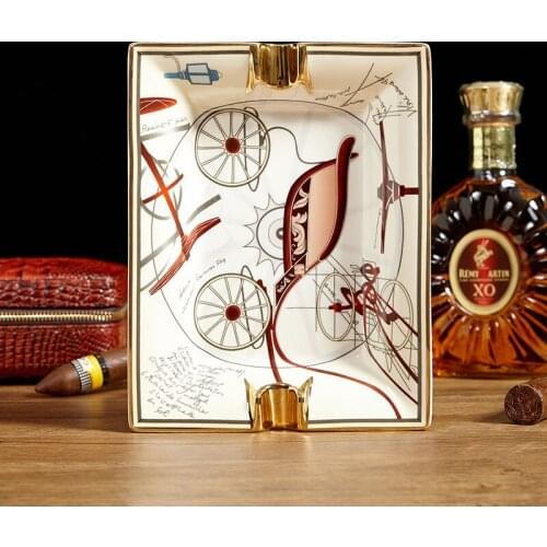 Simple Art Pattern Ceramic Cigar Ashtray Luxury Smoke Ash Tray Holder Cigars Home Accessories Decor