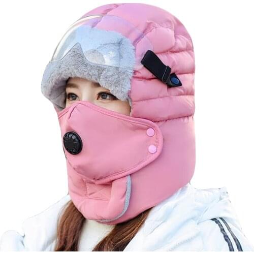 2020 New Original Design Winter Hats For Women New Fashion Warm Cap Winter Men Waterproof Hood Hat With Glasses Cool Balaclava