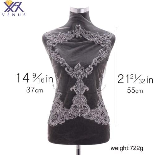 XFX VENUS 1pc beautiful flowers beaded bodice applique and crystal bodice Lady handmake Wedding Dress Accessories