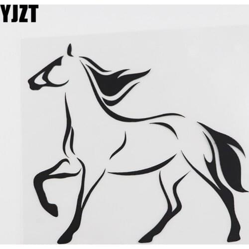 YJZT 13.4CMX12.7CM Horse Farm Animals Accessories Vinyl Car Sticker Black/Silver 8A-0102