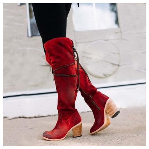 Women Boots Lace Up Sexy High Heels Women Shoes Lace Up Winter Knee-High Boots Warm Size 35-43 2019 Fashion Boots ty67