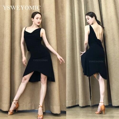 2019 Ladies Latin Training dress Modern Ballroom Black Salsa Tango Latin Dance skirt Woman Latin Dresses Costume