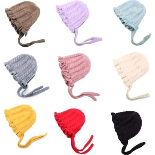 1pc Princess Baby Girl Hat Laciness Knit Winter Newborn Hat Baby Bonnet Infant Hats Kids Cap for Girls Warm Baby Beanie Cap