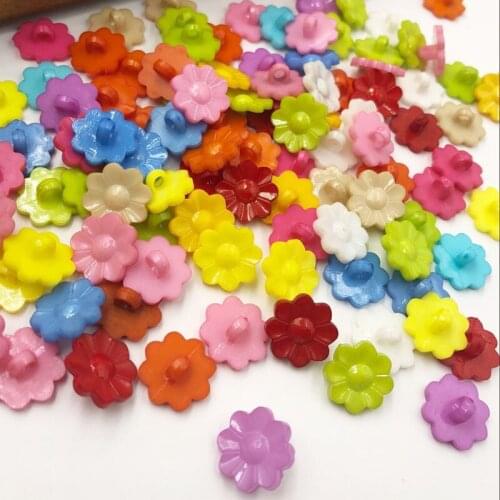 100pcs 17mm mixed color sunflower buttons shank children plastic buttons for decorative accessories craft diy material PH117