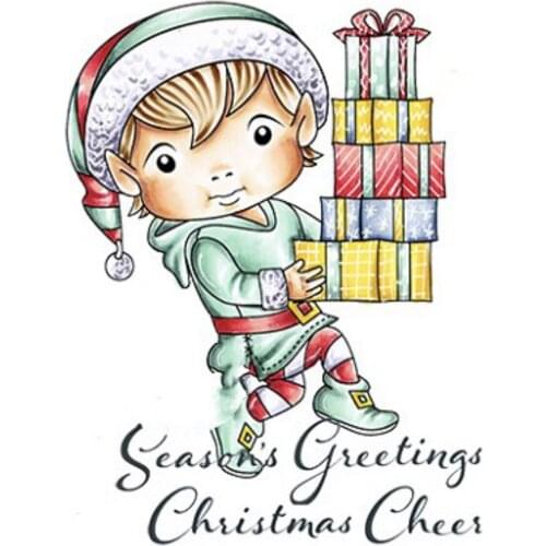 10x8 Boy holding gift Transparent Clear Rubber Stamp Sheet Cling Scrapbooking Photo Album PaperCard DIY Craft