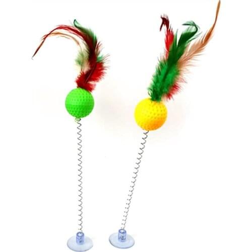 2PCS Cat Play Toys Elastic Spring Kitten Chew Toys Cat Wand Toys Cat Ball Toys