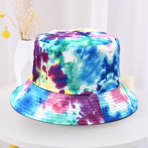 2021 Sun Hat Street FashionTie-die Printed Reversible Double-sided Men and Women Bucket Hats for Hunting