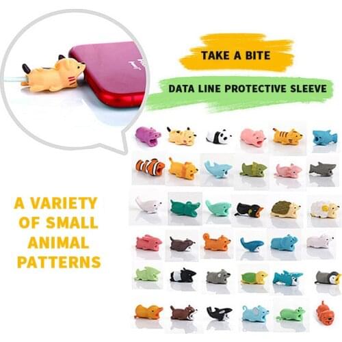 25-36 Cute Animals Bite Protector For Winder Iphone Charging Cord Cable Buddies Cartoon Cable Biter Phone Holder Accessory