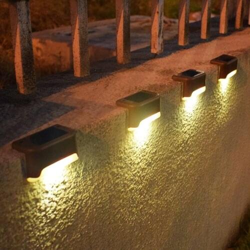 4Pcs LED Solar Stair Lamp IP65 Waterproof Outdoor Garden Pathway Yard Patio Stairs Steps Fence Balcony Lamps Solar Night Light