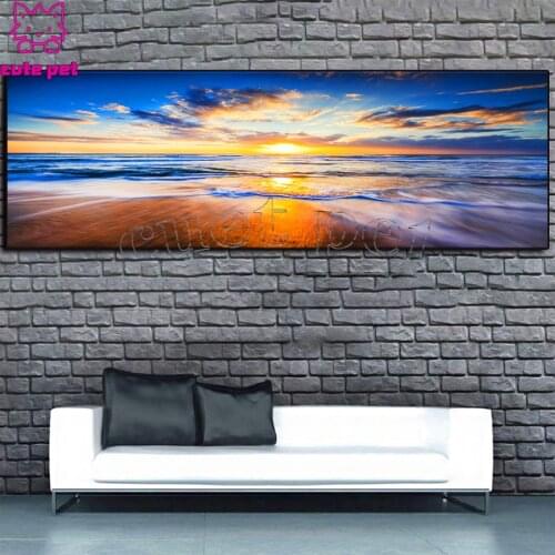 Diamond embroidery Sunset seascape full square round drill diamond painting set 5d diy diamond mosaic Cross Stitch decor large