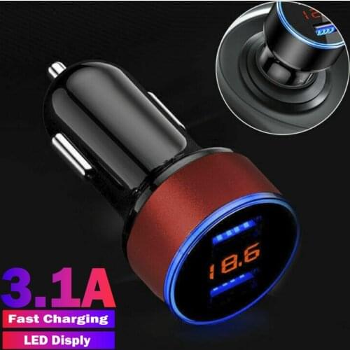 Car Charger LCD Display Smart Charge Dual USB Mobile Phone LED Car Charger For Huawei P10 Samsung S7 iPhone 6 Plus USB Adapter