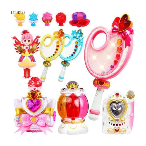Card Captor Sakura Pink Moon Cute Girl Action Figure Magic Wand Stick Bracelet with Light Music Cartoon Toys Accessories