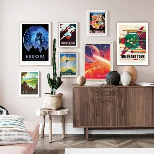 Universe Expedition Retro Landscape Art Prints Poster Space Solar System Planet Canvas Painting Earth Mars Venus Home Decor Gift