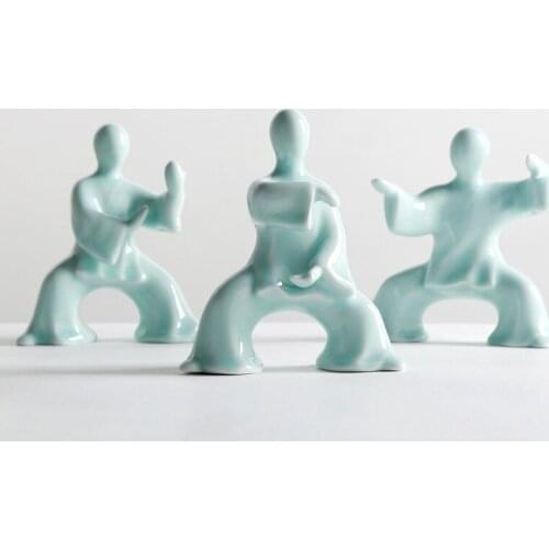 Taiji Figure Jingdezhen Handmade Shadow Green Glaze Ceramic Furnishing Articles New Chinese Style creative sculpture