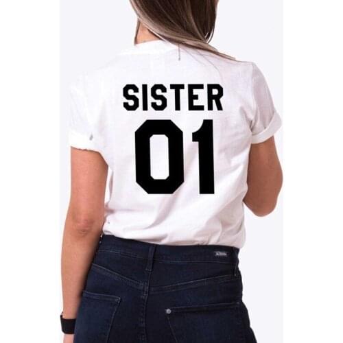 Tee Shirt Short Sleeve Sister Close Friend SISTER 01 SISTER 02 Summer T-shirt Cotton Best Friends T Shirt