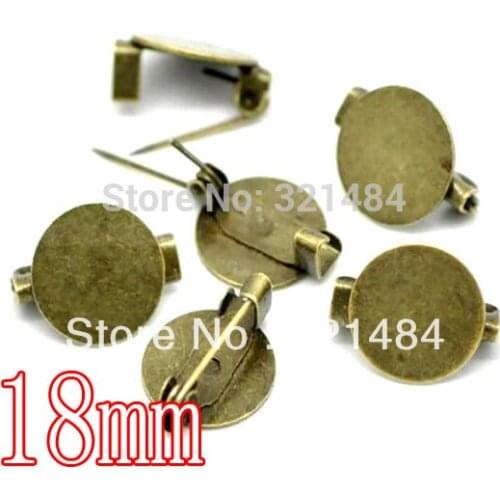 Hot Sale Antique Bronze 100piece Flat Pad 18mm Bezel Setting Brooch back,Brooch Base Blank
